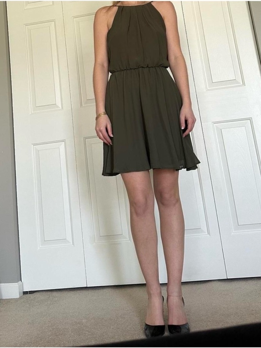 Lush Olive Green Mini Dress